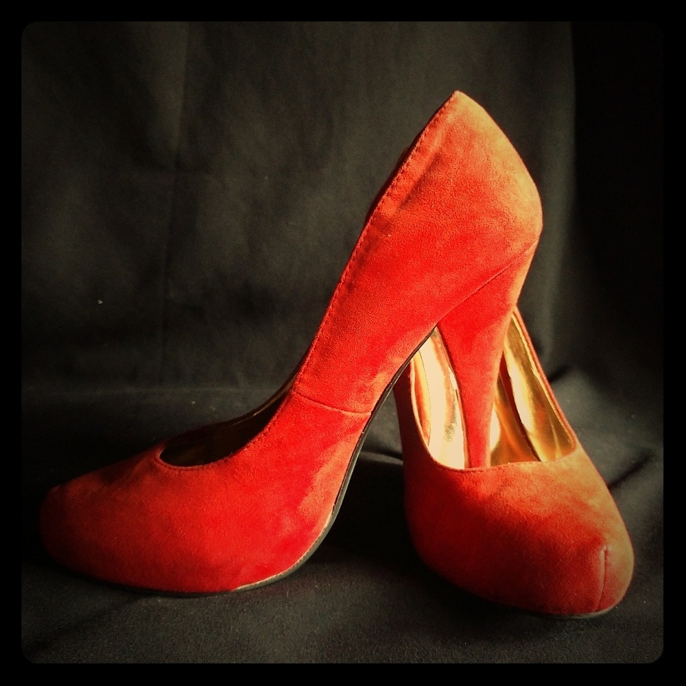Red suede heels